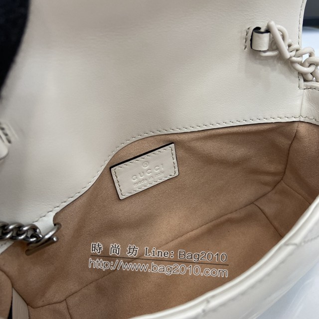 Gucci專櫃古馳最新款Marmont鏈條馬卡龍系列白色迷你手袋鏈條包 jh2207型號：699757
